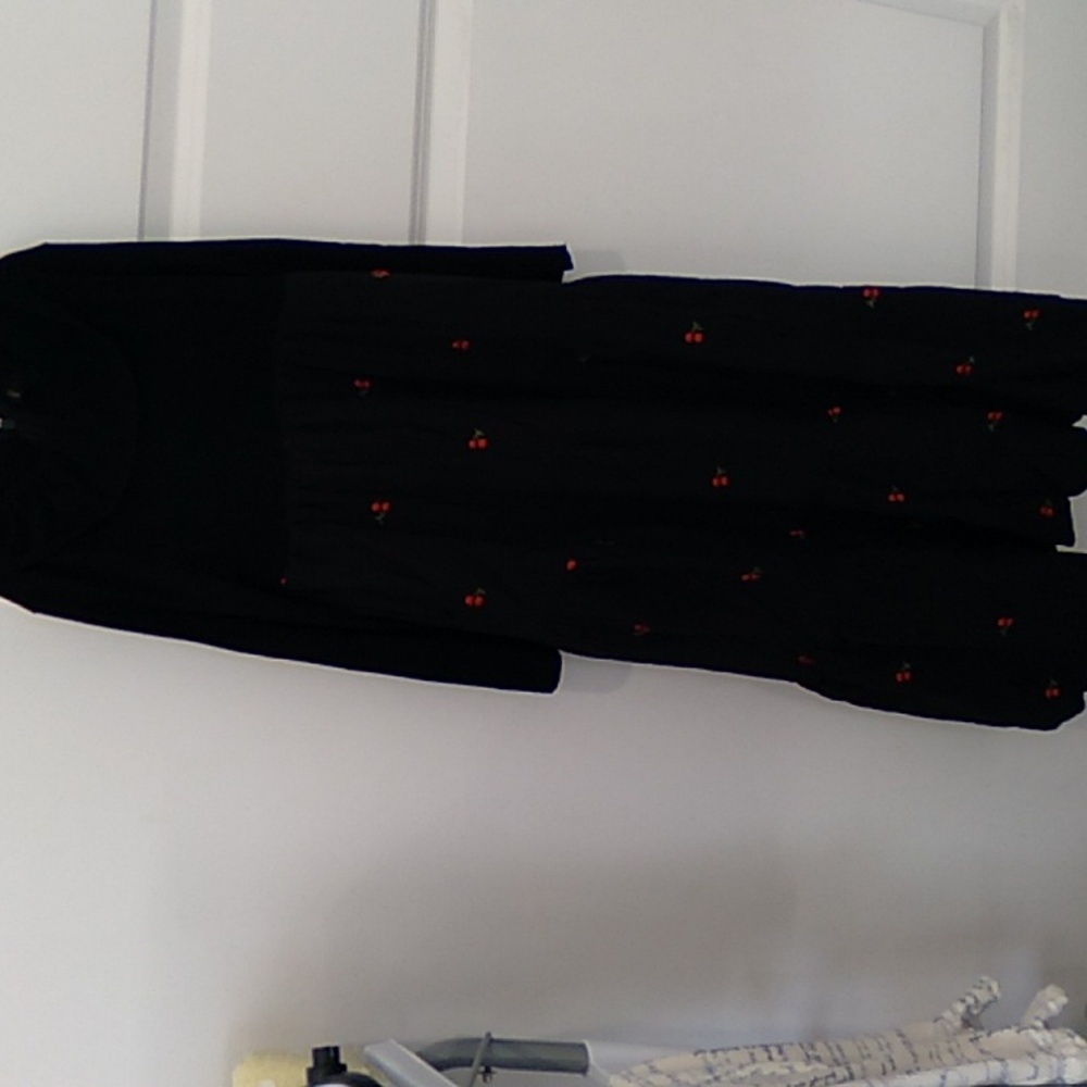 Black with cherry design girls maxi dress size 7